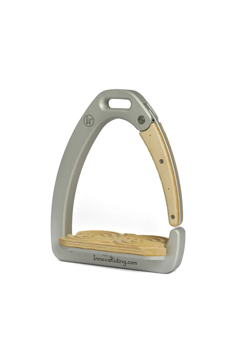 Innova Riding Aria Safety Stirrups - Silver/Light Wood